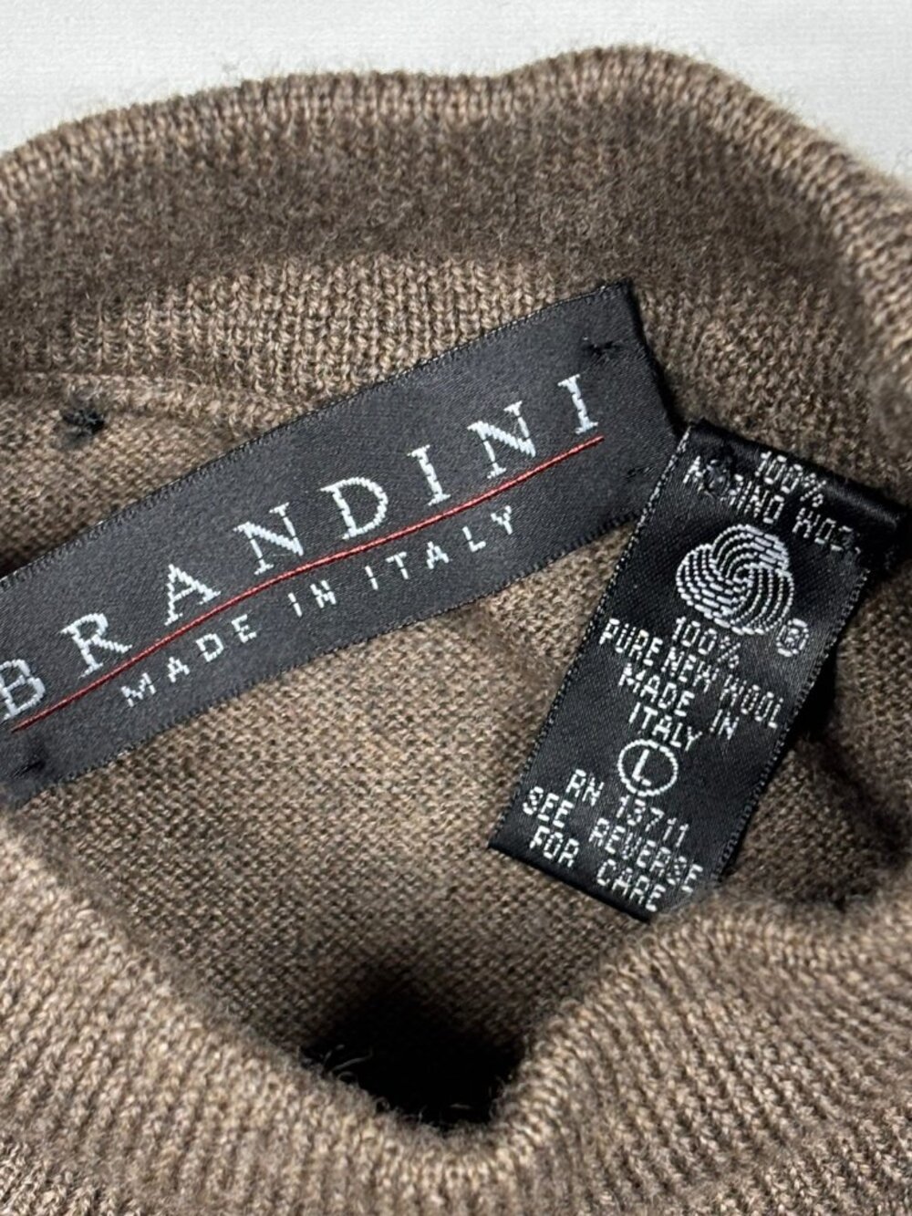 Lot of 3 VTG Brandini Italy 100% Merino Wool Mock Neck Sweaters Mens Large L - Picture 8 of 16